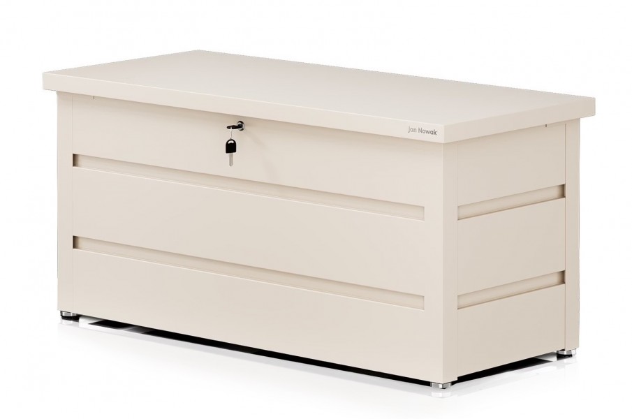 Metalowa skrzynia ogrodowa Carrie 360 litrów, 119 × 58 × 52 cm, kolor beżowy