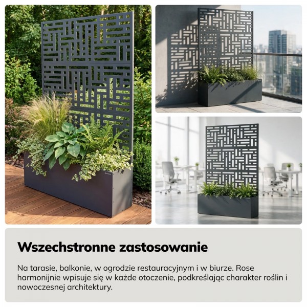 Pergola ogrodowa metalowa z donicą Rose 120 × 30 × 180 cm, kolor antracyt