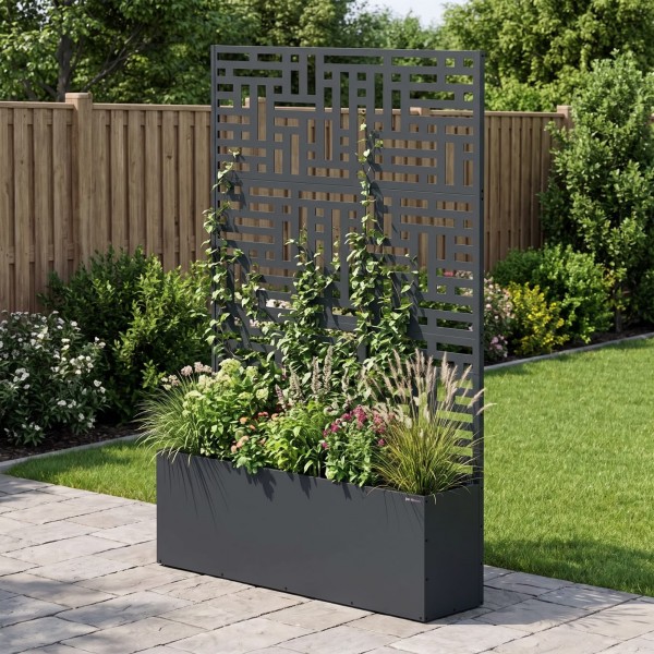 Pergola ogrodowa metalowa z donicą Rose 120 × 30 × 180 cm, kolor antracyt