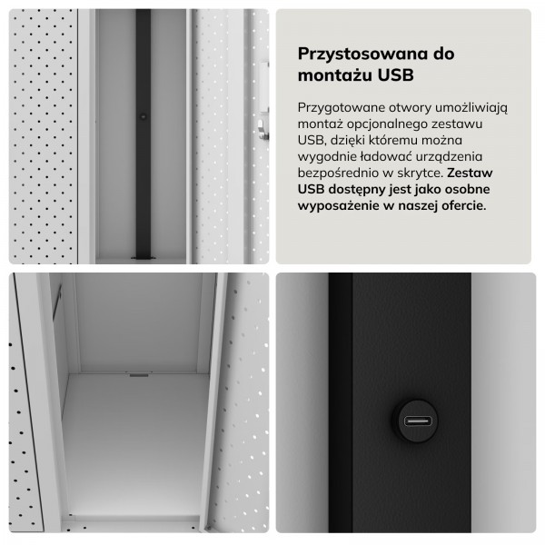 Perforowana szafka ubraniowa BHP skrytkowa Bartek Pro, 136 x 45 x 172 cm, kolor szary