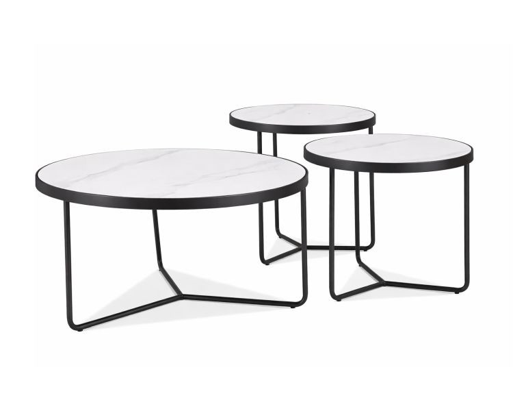 Zestaw 3 stolików z ceramicznym blatem Demeter Signal