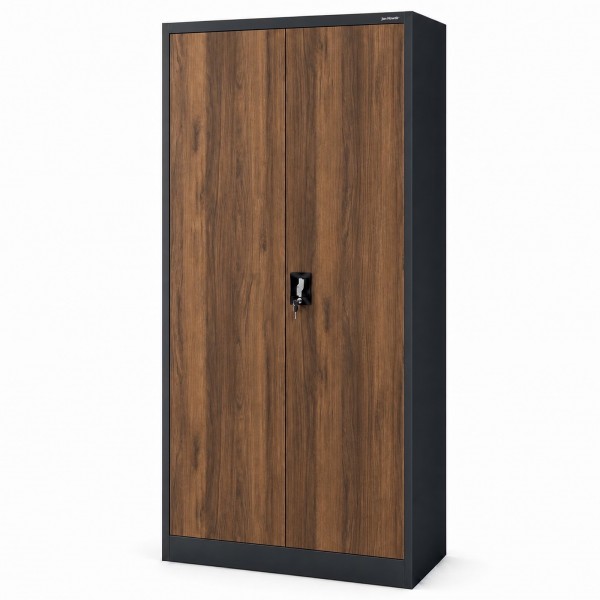 Dwudrzwiowa szafa aktowa z sejfem Eco Design Tomasz, 90x45x185 cm, antracyt/orzech