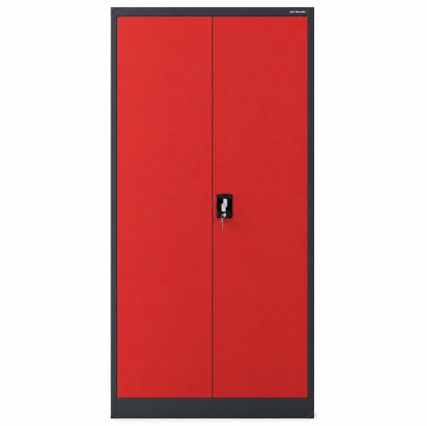 Dwudrzwiowa szafa z sejfem Tomasz, 90x45x185 cm, antracyt/czerwony