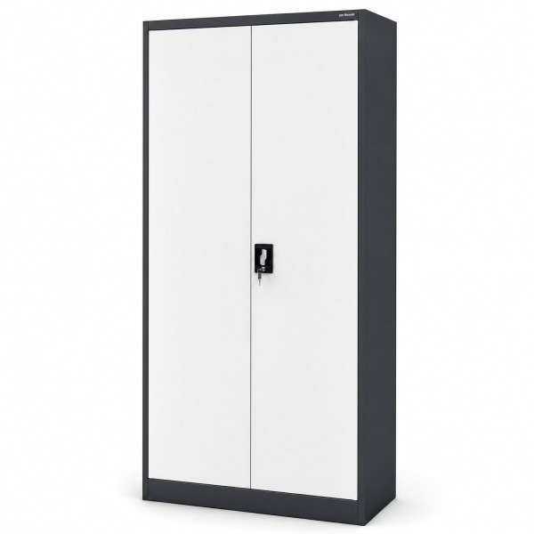 Dwudrzwiowa szafa aktowa z sejfem Tomasz, 90x45x185 cm, antracyt/biały