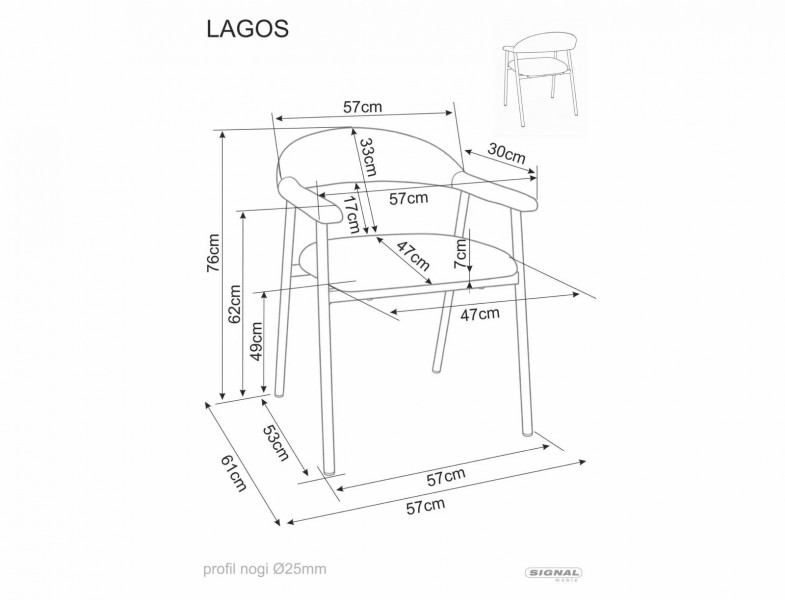 Tapicerowane krzesło do jadalni Lagos D Signal, nogi orzech