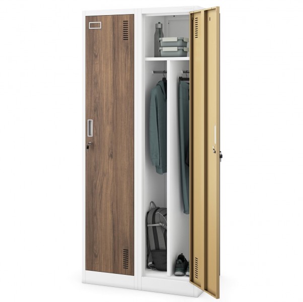 Szafa socjalna czterokomorowa Eco Design Kacper 80x50x180 cm, biały/orzech