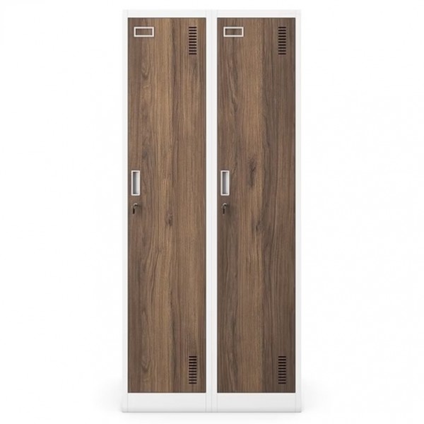 Szafa socjalna czterokomorowa Eco Design Kacper 80x50x180 cm, biały/orzech