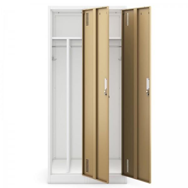 Szafa socjalna czterokomorowa Eco Design Kacper 80x50x180 cm, biały/orzech