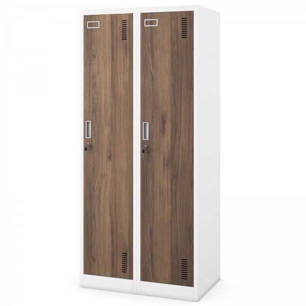 Szafa socjalna czterokomorowa Eco Design Kacper 80x50x180 cm, biały/orzech