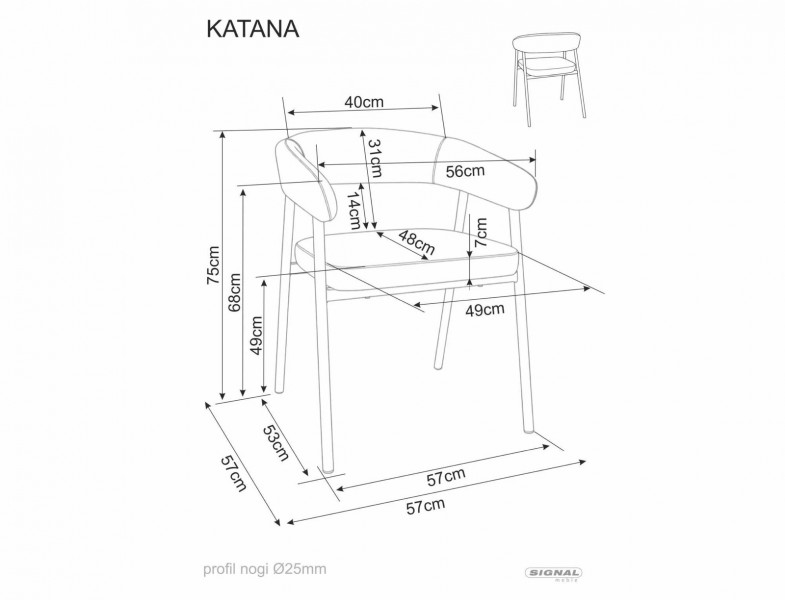 Tapicerowane krzesło jadalniane Katana Signal, nogi czarne