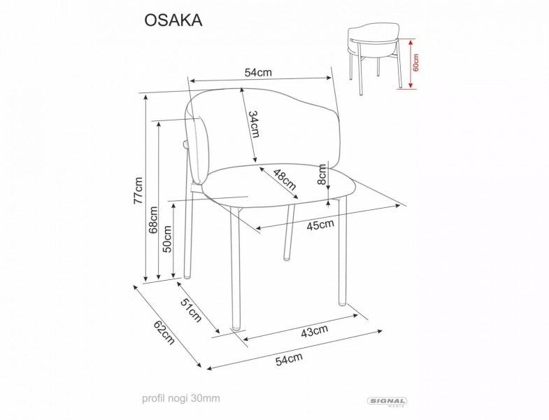 Fotelowe krzesło do jadalni Osaka Signal, nogi czarne