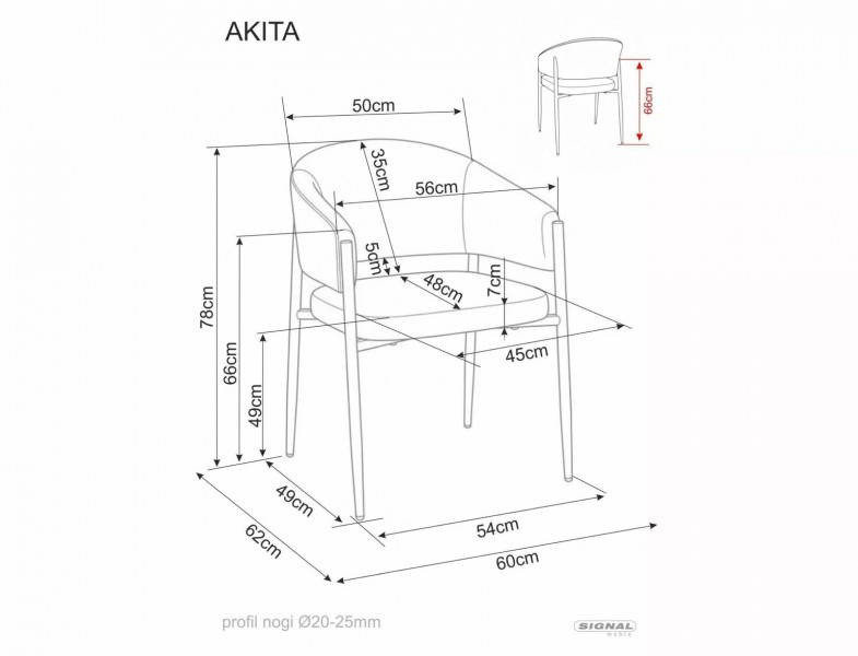 Krzesło do jadalni Akita D Signal, nogi orzech