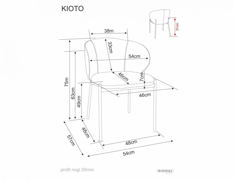 Krzesło do jadalni Kioto Signal, nogi czarne
