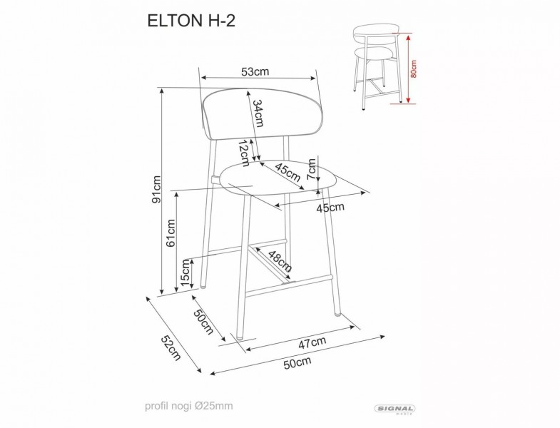 Tapicerowany hoker Elton H-2 Brego Signal, nogi kaszmirowe