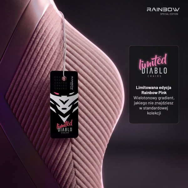 Fotel gamingowy materiałowy Diablo X-Horn 2.0 Normal Size, Rainbow Pink