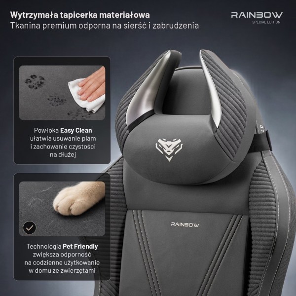 Fotel gamingowy materiałowy Diablo X-Horn 2.0 Normal Size, Rainbow Grey