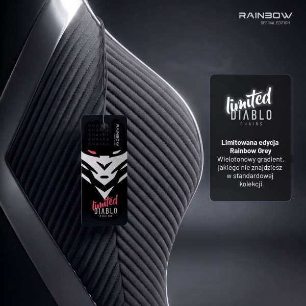 Fotel gamingowy materiałowy Diablo X-Horn 2.0 Normal Size, Rainbow Grey