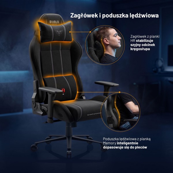 Fotel gamingowy materiałowy Diablo X-One 2.0 King Size, Burned Black