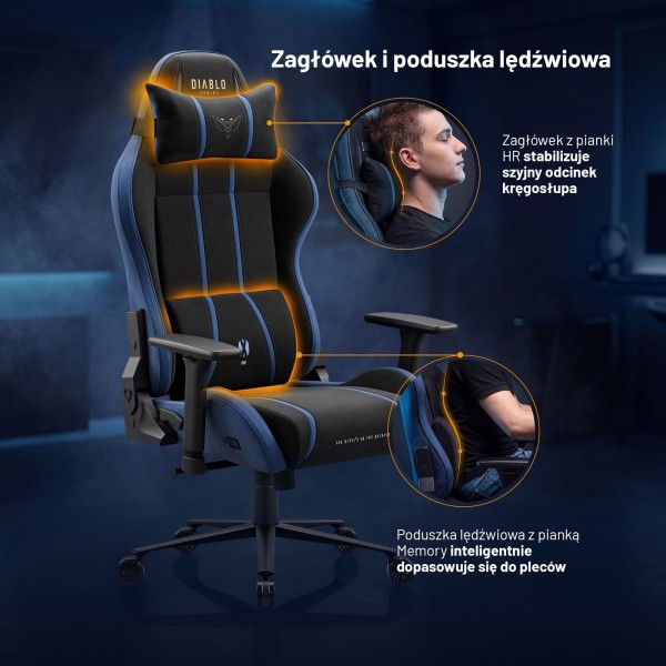 Fotel gamingowy materiałowy Diablo X-One 2.0 King Size, Night Blue