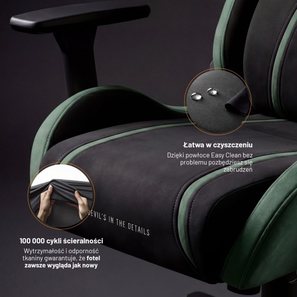 Fotel gamingowy materiałowy Diablo X-One 2.0 Normal Size, Forest Green