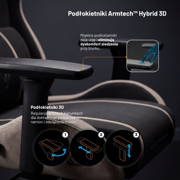 Fotel gamingowy młodzieżowy Diablo X-One Small Size materiałowy, Camel Black