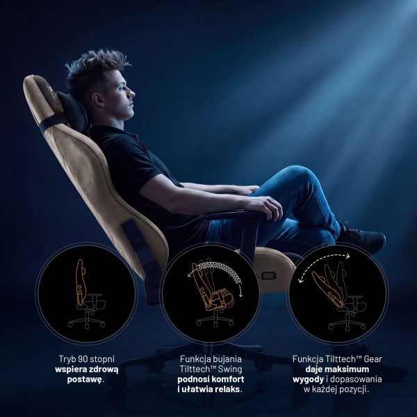 Fotel gamingowy młodzieżowy Diablo X-One Small Size materiałowy, Camel Black