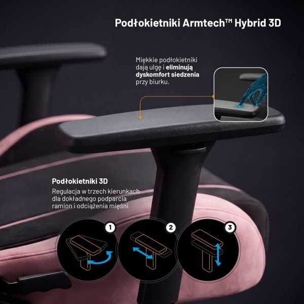 Fotel gamingowy młodzieżowy Diablo X-One Small Size materiałowy, Akira Pink
