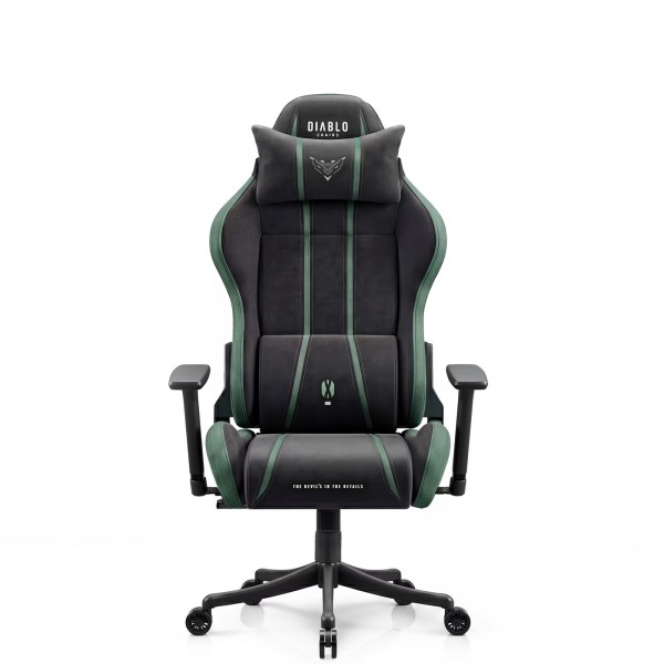 Fotel gamingowy młodzieżowy Diablo X-One Small Size materiałowy, Forest Green
