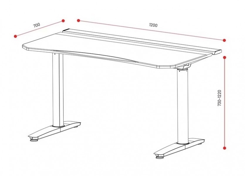 Biurko gamingowe elektryczne RGB Diablo X-Forge, 120x70 cm, czarno-białe