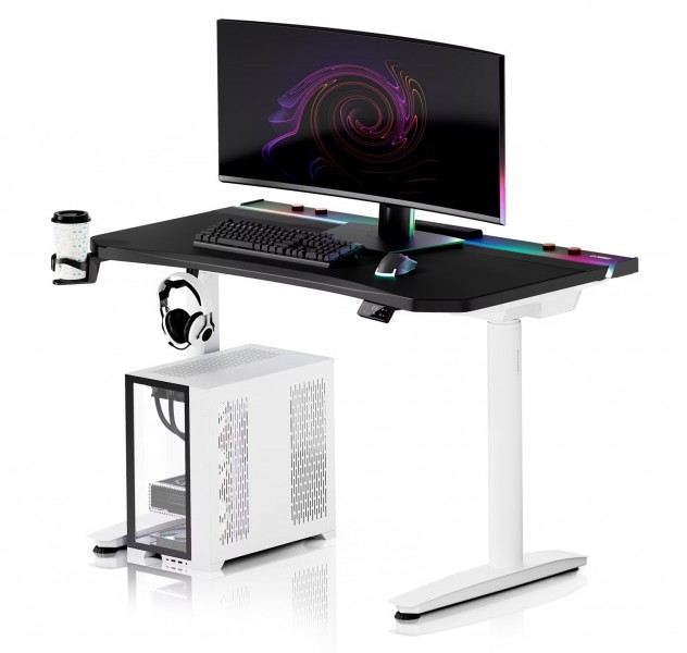 Biurko gamingowe elektryczne RGB Diablo X-Forge, 120x70 cm, czarno-białe