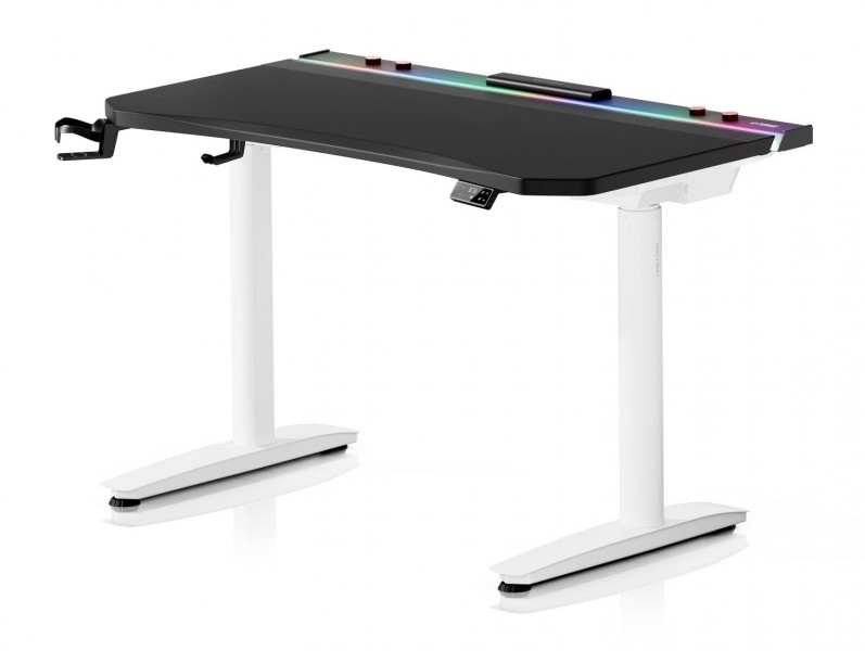Biurko gamingowe elektryczne RGB Diablo X-Forge, 120x70 cm, czarno-białe