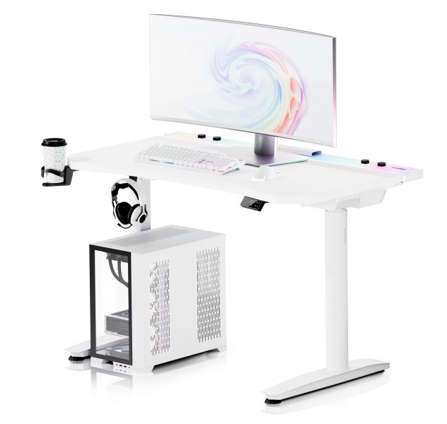 Biurko gamingowe elektryczne RGB Diablo X-Forge, 120x70 cm, białe