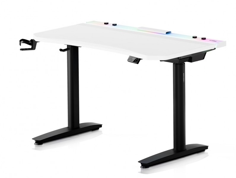 Biurko gamingowe elektryczne RGB Diablo X-Forge, 120x70 cm, biało-czarne