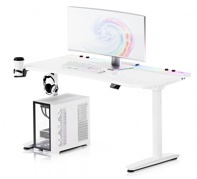 Elektryczne biurko dla graczy RGB Diablo X-Forge, 140x70 cm, białe