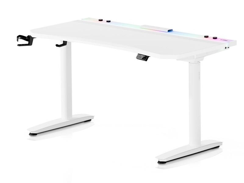 Elektryczne biurko dla graczy RGB Diablo X-Forge, 140x70 cm, białe