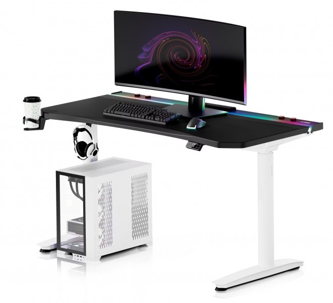 Elektryczne biurko dla graczy RGB Diablo X-Forge, 140x70 cm, czarno-białe