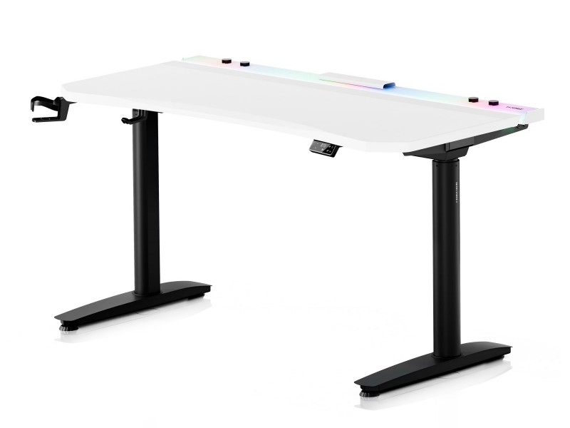 Elektryczne biurko dla graczy RGB Diablo X-Forge, 140x70 cm, biało-czarne