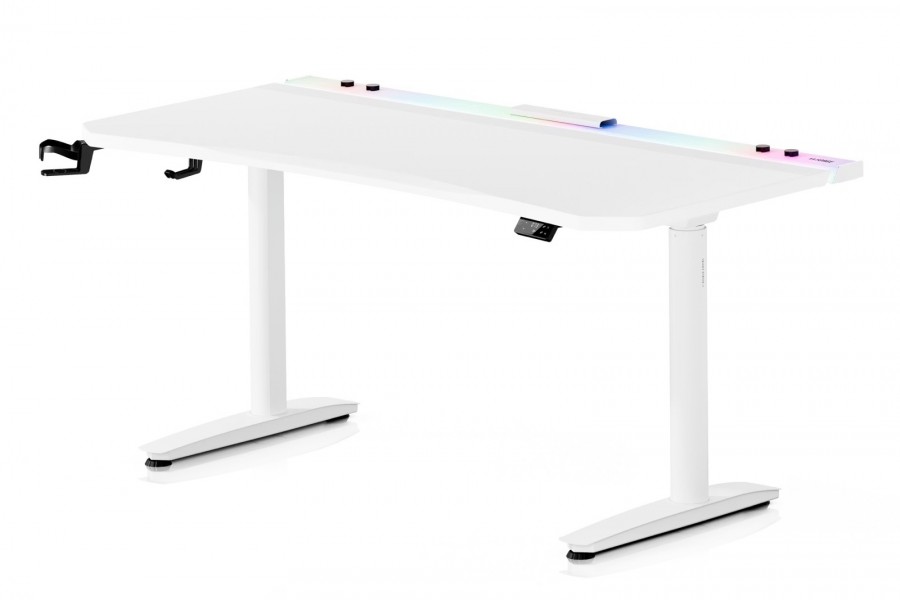 Biurko gamingowe RGB z regulacją wysokości Diablo X-Forge, 160x70 cm, białe