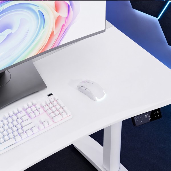 Biurko gamingowe RGB z regulacją wysokości Diablo X-Forge, 160x70 cm, białe