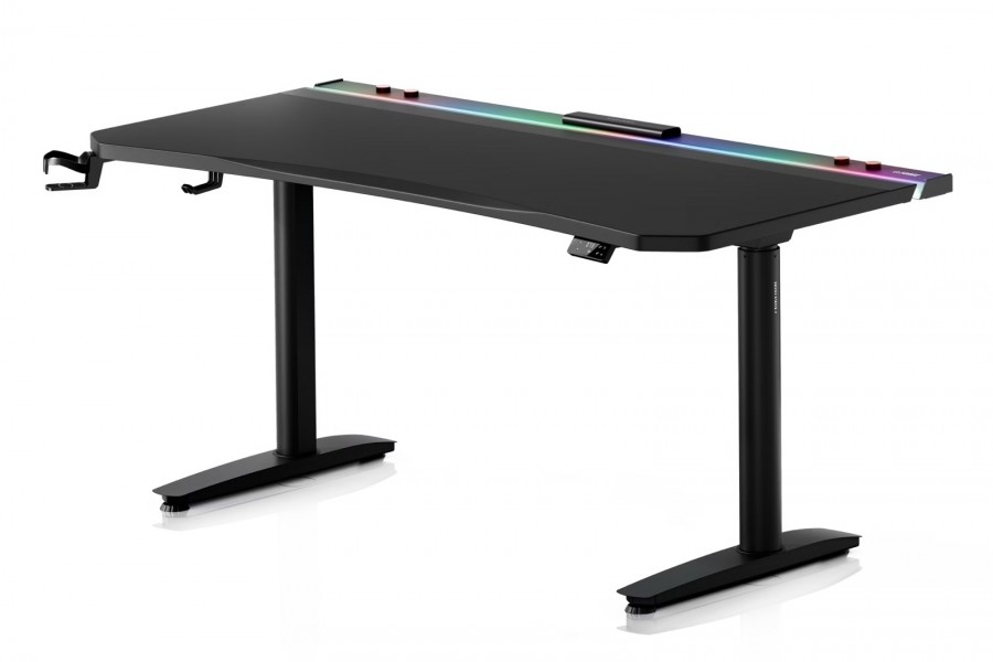 Biurko gamingowe RGB z regulacją wysokości Diablo X-Forge, 160x70 cm, czarne