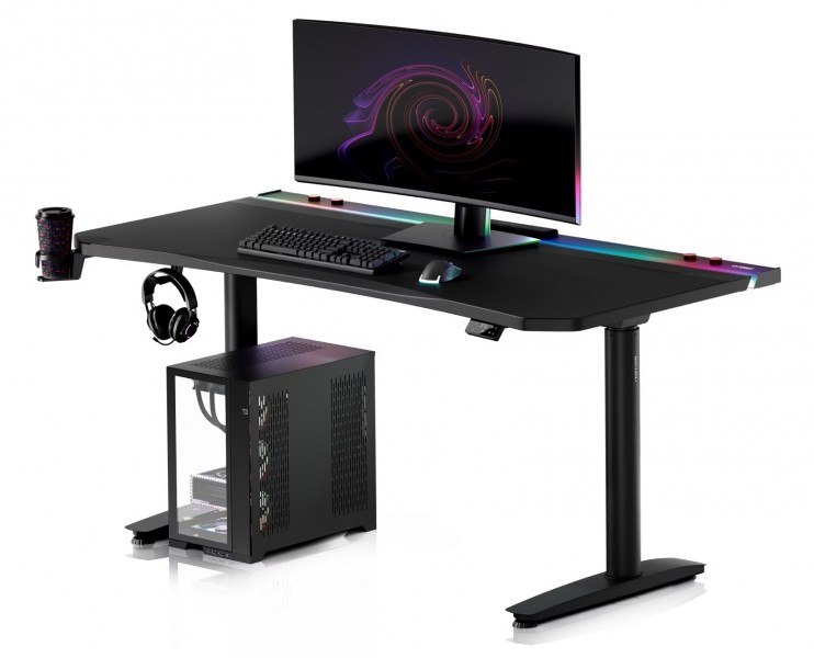 Biurko gamingowe RGB z regulacją wysokości Diablo X-Forge, 160x70 cm, czarne