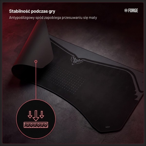 Podkładka ochronna na biurko Diablo X-Forge 120 cm, Burned Black