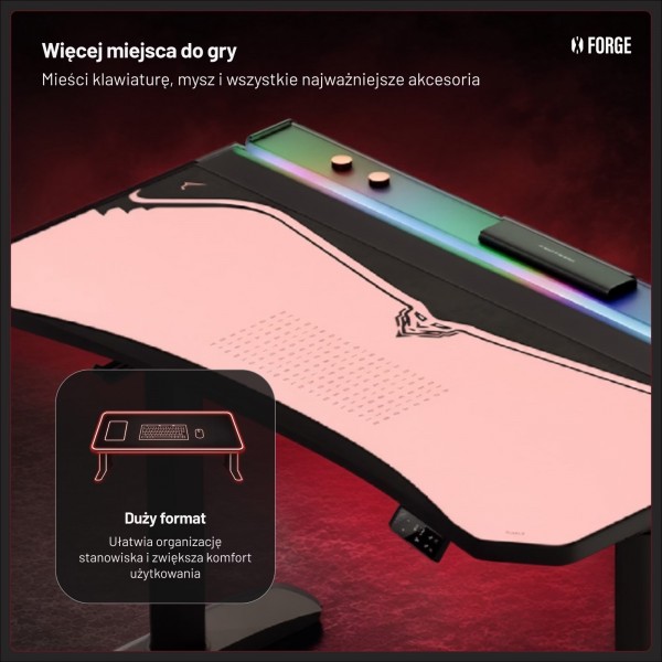 Podkładka ochronna na biurko Diablo X-Forge 160 cm, Akira Pink