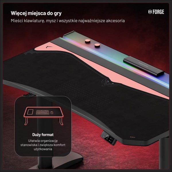 Podkładka ochronna na biurko Diablo X-Forge 160 cm, Black Akira Pink