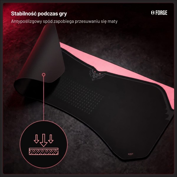 Podkładka ochronna na biurko Diablo X-Forge 160 cm, Black Akira Pink