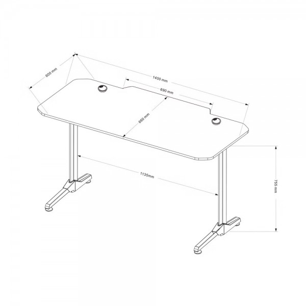 Biurko gamingowe białe Diablo X-Mate, 140 × 60 cm