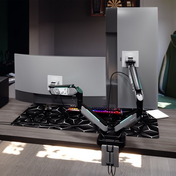 Uchwyt regulowany na 2 monitory 35 cali RGB Diablo X-Arm Dual, szaro-czarny