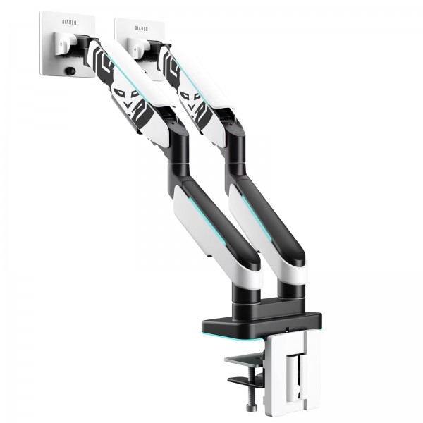 Uchwyt regulowany na 2 monitory 35 cali RGB Diablo X-Arm Dual, biało-czarny