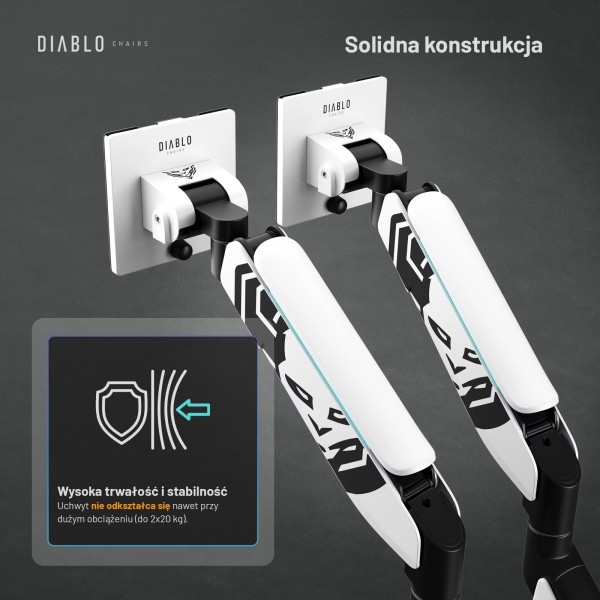 Uchwyt regulowany na 2 monitory 35 cali RGB Diablo X-Arm Dual, biało-czarny