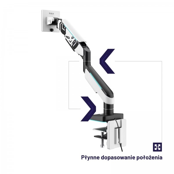 Uchwyt regulowany na monitor 49 cali LED RGB Diablo X-Arm, biało-czarny